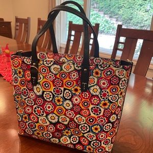 Tory Burch tote. Multi colored vinyl.